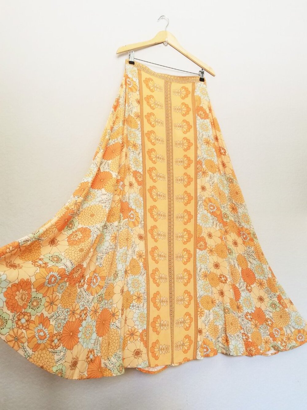 NEW Nine Lives Bazaar Penni Maxi Skirt in Oasis Yellow 10 $169 Retro 70s Vintage - Picture 7 of 15